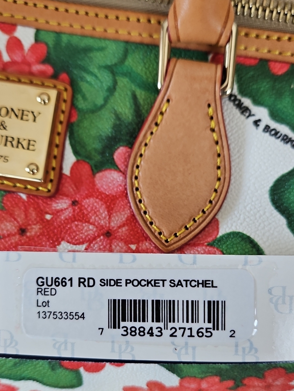 NWT Dooney & Bourke Floral Hydrangea Satchel with Matching Zip Pouch & Key Fob - Picture 16 of 16